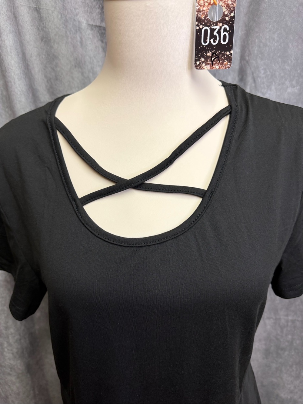 Black Crisscross Scoop-Neck Peplum Top - Women - Picture 2 of 4